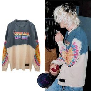 BOSSI SPORTSWEAR BEIGE & GRAY LONG SLEEVE MULTICOLOR TIE DYE DREAM OF ME T-SHIRT